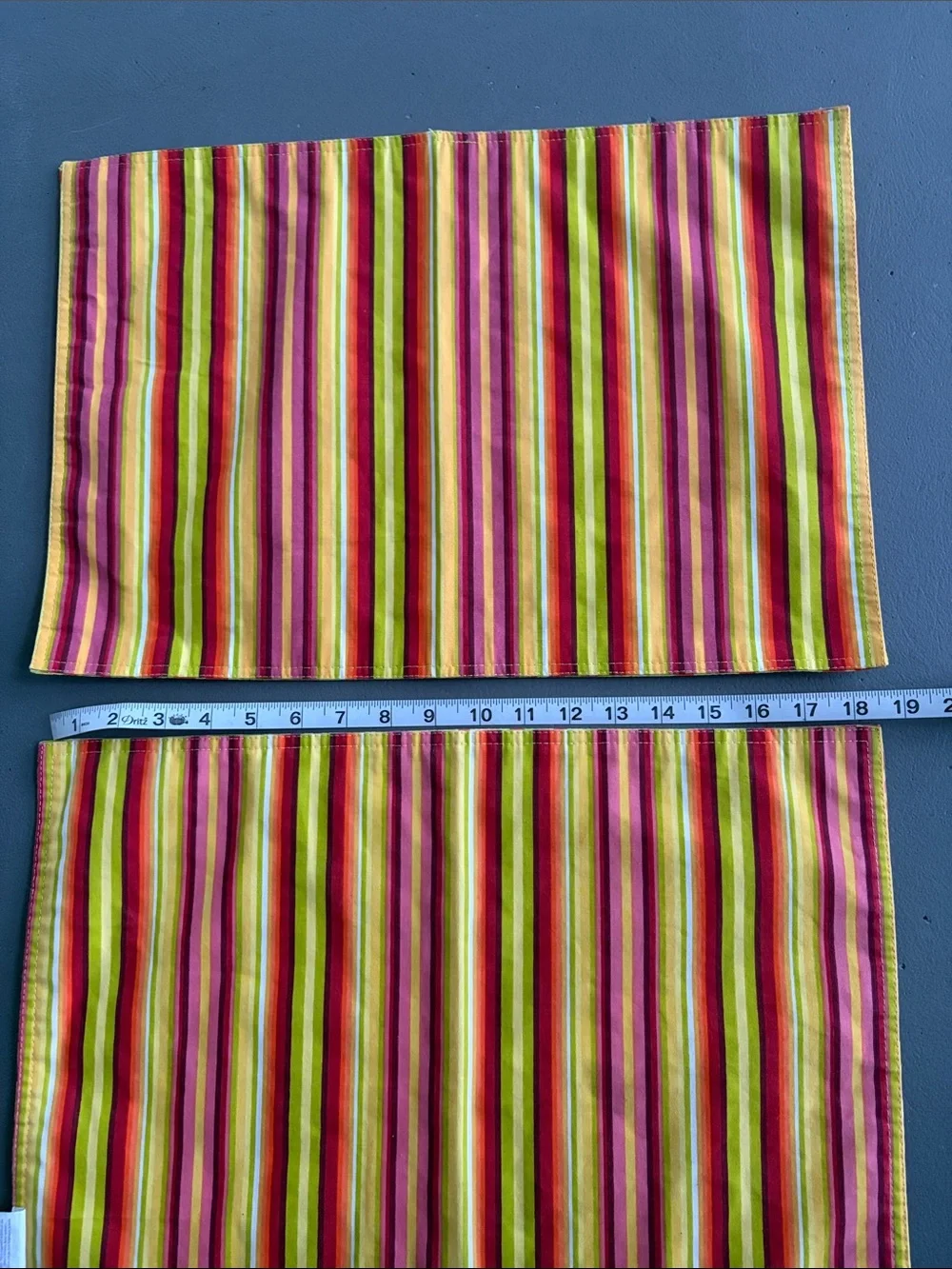 Fiesta Reversible Placemats in Floral and Stripes Yellow, Pink & Green Set of 2